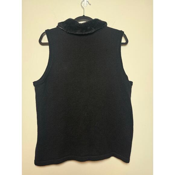 Kim Rogers Christmas Cardinal Button Down Vest with Removable Fur Collar Size PL - Picture 2 of 8